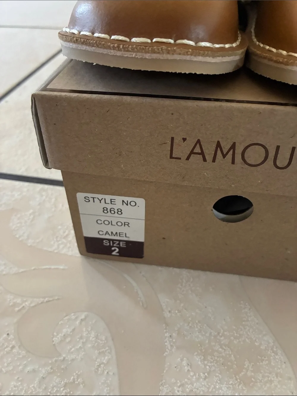 L'Amour Camel Brown T‑Strap Mary Jane Girls' Dress Shoes